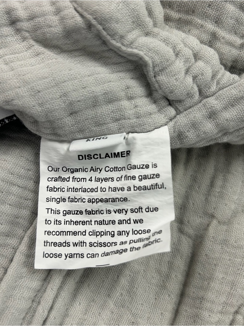 QUINCE Organic Cotton Gauze Duvet Cover Set King/Cal King Light Grey 8187 - Picture 9 of 13